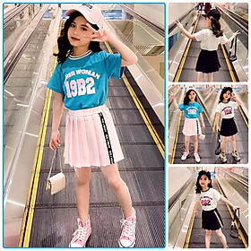 BV55Size110-160 (12-45kg)Bộ sơ mi cho bé gái, kiểu dáng Hàn QuốcThời trang trẻ Em hàng quảng châu