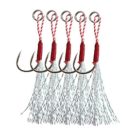 5Pcs Fishing Assist Hooks Jig Fishing Hooks with Teaser Fishing Teaser Hooks