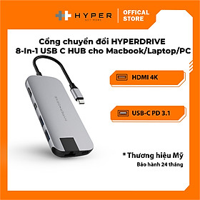 CỔNG CHUYỂN HYPERDRIVE SLIM 8 IN 1 USB-C HUB FOR MACBOOK, SURFACE, PC & DEVICES – HD247B - HÀNG CHÍNH HÃNG