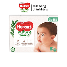 Tã/Bỉm dán sơ sinh Huggies Platinum NatureMade - Gói Super Jumbo S82/ NB60 - Hàng chính hãng