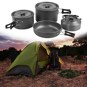 4x Camping Cookware  Durable Pot and Pan for Picnic Backpacking Equipment