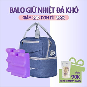 Balo Giữ Nhiệt Bỉm Sữa Mama’s Choice, Giữ Lạnh Sữa Mẹ Lên Đến 14h, Giữ Ấm Thức Ăn Cho Mẹ và Bé, Thiết Kế Thời Trang - Balo + 02 Đá Khô