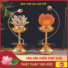 Mua Đèn ban thờ pha lê LED đế hợp kim đồng cao cấp -  Siêu sáng  siêu tiết kiệm - Một cặp cỡ lớn