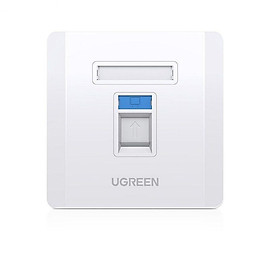 Ugreen UG80180NW144TK mặt nạ mạng âm tường màu trắng LAN 1 cổng RJ45 hình vuông 86 mm x 86 mm - HÀNG CHÍNH HÃNG