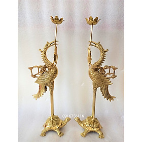 Mua Đôi hạc thờ cao 52cm bằng đồng nguyên chất màu vàng đồng