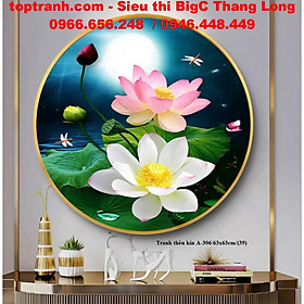 Mua Tranh thêu chữ thập bông hoa sen khoe sắc trong đêm A306 chưa thêu