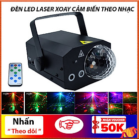 Mua Đèn led laser cảm biến theo nhạc  có cầu xoay tự động  đèn trang trí phòng karaoke  sân khấu  tiệc gia đình  Có remot điều khiển