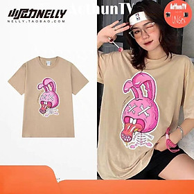 Áo thun tay lỡ nam nữ, áo phông unisex form rộng chất cotton mát mịn thấm hút mồ hôi in hình THỎ RABBIT