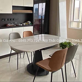 Mua Bàn ăn tròn xoay thông minh mở rộng hình chữ nhật mặt đá ceramic bóng kết hợp ghế Nordic  Bàn ăn mặt đá 6 ghế 8 ghế