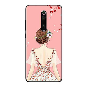 Ốp Lưng in cho Xiaomi Mi 9T Mẫu Cô Gái Váy Hồng - Hàng Chính Hãng