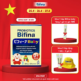 Men vi sinh cho bé Bifina Baby Nhật Bản- Hộp 30 gói - Lợi khuẩn chiến binh cho trẻ sơ sinh Viêm da cơ địa và ruột hoại tử , chàm sữa, dị ứng... 