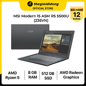 Mua Laptop MSI Modern 15 A5M R5 5500U/8GB/512GB/15.6 F/Túi/Chuột/Win11/(236VN)/Xám - Hàng chính hãng