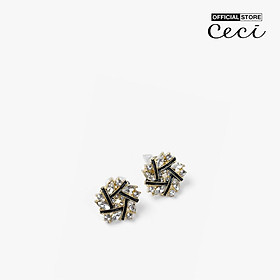 CECI - Khuyên tai nữ xỏ lỗ bản to thiết kế đính đá độc đáo CC1-09000129