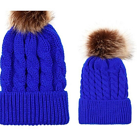 Mẹ Và Bé Beanies Nón Pompon Ấm Gấu Trúc Lông Bobble Bò Trẻ Em Cotton Dệt Kim Cha Mẹ-Mũ Trẻ Em Mùa Đông mũ Lưỡi Trai Tặng H3 - free size