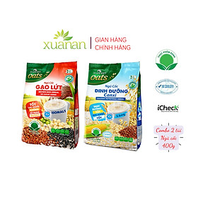 Combo Ngũ Cốc Dinh Dưỡng Canxi ít đường 400G + Ngũ Cốc Gạo Lứt No Sugar[đường ăn kiêng]400G(Tặng Kèm 1 Túi Yến Mạch 150G)