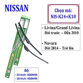 Bộ 2 thanh gạt nước mưa ô tô Nano mềm cao cấp hãng xe Nissan: Sunny-Teana-X trail-Navara-Livina-GrandLivina-Murano