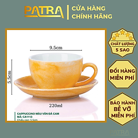 Cốc sứ, Ly sứ vân đá Bát Tràng - ly cà phê Cappuccino Nhật dung tích 220ml, nhiều màu lựa chọn