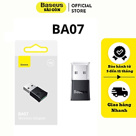 USB Bluetooth Tốc Độ Cao Baseus BA07 Bluetooth Receiver (Bluetooth CSR 5.3, 20m, Wireless Audio Transmission Adapter For PC Laptop Smartphone Tablet) ZJBA010001- Hàng chính hãng