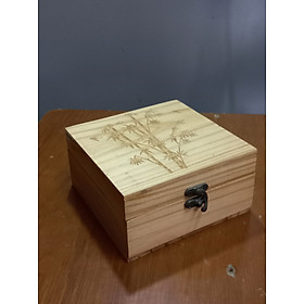 Mua hộp vuôn gổ thông đựng đồ linh tinh  khắc laze bụi tre.