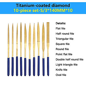 10PCS Titanium Diamond Mini File File Đặt thủ công gốm DIY GOOD RASP FILE Kim Trang sức Đánh bóng Tệp tay