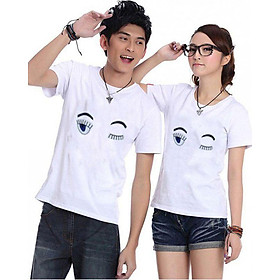 Bộ Áo Thun Đôi Mắt Nhắm Mắt Mở Nam Nữ
