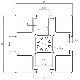 Nhôm định hình 40x40 (LWA-441481700) - Miễn phí cắt theo kích thước yêu cầu (Giá đã bao gồm VAT)