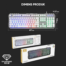 Bàn phím game thủ phím tròn Divipard GK-40 Punk Metal LED Rainbow - Hàng nhập khẩu