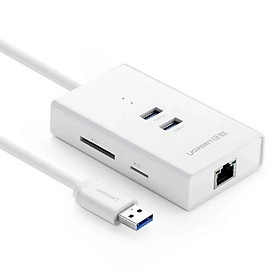 Mua Ugreen UG2024820248TK 0.5M màu Trắng HUB chuyển đổi USB 3.0 sang 2 USB 3.0 + LAN + SD TF cao cấp - HÀNG CHÍNH HÃNG