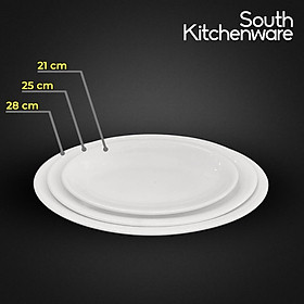 Dĩa Oval ảo sứ tráng men cao cấp Daisy Trắng Minh Long 21cm, 25cm, 28cm