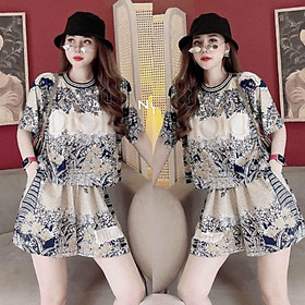 Sét bộ đồsort nữ in họa tiết sét bộ đi chơi mặc nhà siêu xinh
