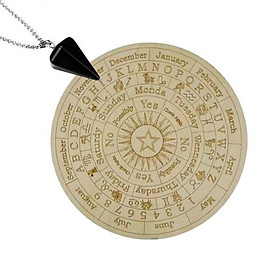 2-3pack Round Wooden Carven Pendulum Board with Black Pendant Necklace Home