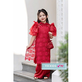 Bộ áo dài tết cho bé gái mẫu viên hy mùa xuân xinh xắn từ 12-40kg hàng thiết kế cao cấp