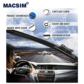 Combo cần gạt nước mưa ô tô Nano Silicon Macsim cho xe Mitsubishi Pajero Jinchang 2013-2017