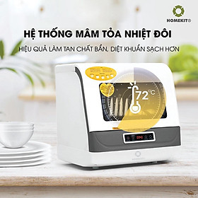 Máy rửa chén bát để bàn HOMEKIT DW-202 nhỏ gọn tích hợp rửa trái cây rau củ  khử trùng UV - lắp đặt tận nhà