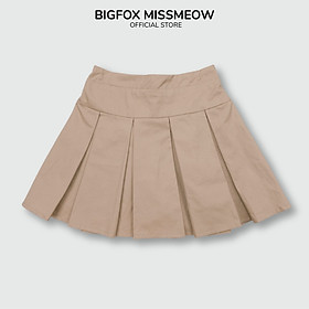 Áo sơ mi trắng ngắn tay cho bé gái phối chân váy kaki Bigfox Miss Meow đồng phục học sinh dáng Hàn Quốc size đại 20-40kg - C.VÁY BE NHẠT XẾP LY - 122cm, 23 - 25kg (7)