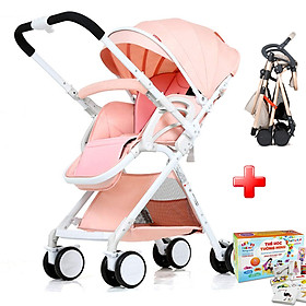 Xe đẩy em bé, Xe đẩy trẻ em cao cấp 2 chiều 3 tư thế A10 gấp gọn và tiện lợi, mẫu mới 2021 - TẶNG KÈM BỘ THẺ HỌC THÔNG MINH 16 CHỦ ĐỀ 416 THẺ CHO BÉ