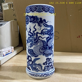 Mua Ống đựng nhang bằng gốm sứ Bát Tràng họa tiết rồng phụng 2 cỡ: Cao 25cm và 25.5 cm