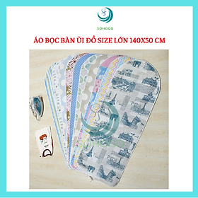 Áo bọc/ áo trùm bàn ủi đồ size lớn 140x50cm, chất liệu cotton có lót mút- GIAO MẪU NGẪU NHIÊN