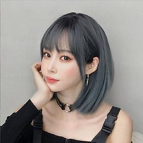 Bộ tóc giả nữ Hàn Quốc nguyên đầu màu xám xanh ,nâu + tặng kèm lưới ONLINE_SHOPPING_1102