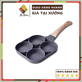 Khuôn Chảo Chiên Rán Trứng Làm Bánh 4 Ngăn 4 Lỗ Chống Dính - 4 Ngăn tay cầm cách nhiệt- An Toàn Cho Người Sử Dụng