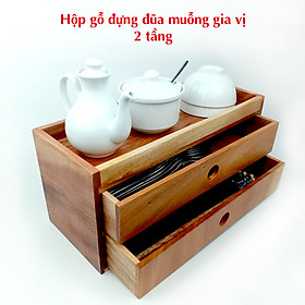 Mua Hộp Đựng Đũa Muỗng Nĩa Gia Vị Bằng Gỗ 2 Tầng Ngăn Kéo Dành Cho Nhà hàng - Quán Ăn Gia Đình