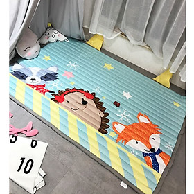 Thảm Cotton Chần Bông Cao Cấp Dành Cho Bé - Họa Tiết Nhím Và Cáo