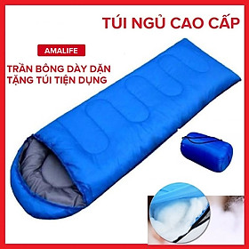 [LOẠI XỊN TRẦN BÔNG] (FREE SHIP) Túi ngủ văn phòng du lịch cao cấp có trùm đầu - Chính hãng Amalife