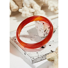 Vòng tay đá mã não đỏ bản mỏng 12mm mệnh hỏa thổ - Ngọc Qúy Gemstones