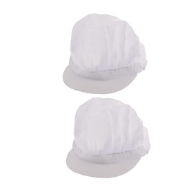 2Pcs White Half Mesh Men Women Chef Hat Adjustable Cooking Catering Cap Breathable