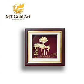 Tranh hoa sen dát vàng 24k (20x20cm) MT Godl Art- Hàng chính hãng, trang trí nhà cửa, phòng làm việc, quà tặng sếp, đối tác, khách hàng, tân gia, khai trương 