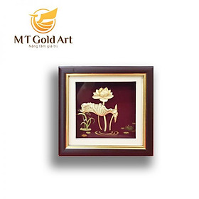 Tranh hoa sen dát vàng 24k (20x20cm) MT Godl Art- Hàng chính hãng, trang trí nhà cửa, phòng làm việc, quà tặng sếp, đối tác, khách hàng, tân gia, khai trương