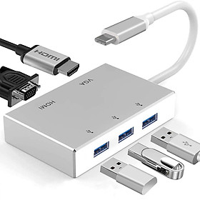 Mua Hub Type-c 5 cổng HDMI  VGA  USB 3.0 * 3 hỗ trợ Samsung Dex