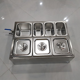 combo đựng topping bằng inox thùng giữ lạnh và khay inox 304