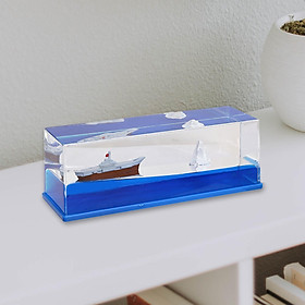Creative Ship Fluid Drifting Bottle Ship Model Display Case Toy Acrylic for Car Desktop Decor Birthday Gift Ornaments